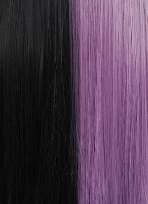 Purple Black Split Gemini Color Straight Lace Front Synthetic Wig LW1531I