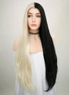 Straight Light Blonde Black Split Color Lace Wig CLW1531 (Customisable)