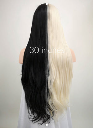 Straight Light Blonde Black Split Gemini Color Lace Wig CLW1531 (Customisable)