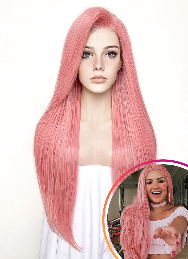 Pastel Pink Straight Lace Front Synthetic Wig LW238B
