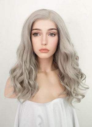 Pastel Grey Wavy Lace Front Synthetic Wig LW4007