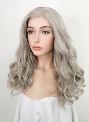 Pastel Grey Wavy Lace Front Synthetic Wig LW4007