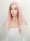 Pink White Ombre Straight Lace Front Synthetic Wig LW4008