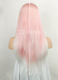 Pink White Ombre Straight Lace Front Synthetic Wig LW4008