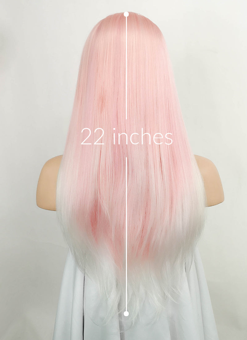 Pink White Ombre Straight Lace Front Synthetic Wig LW4008