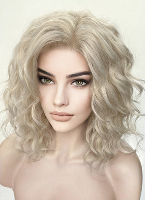 Pastel Ash Blonde Wavy Lace Front Synthetic Wig LW4017