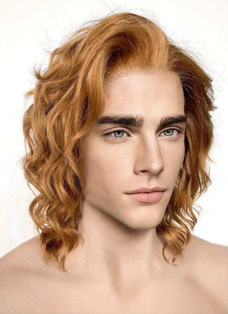 Chestnut Brown Wavy Lace Front Synthetic Men's Wig LW4021