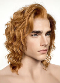 Chestnut Brown Wavy Lace Front Synthetic Men's Wig LW4021