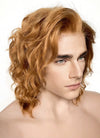 Chestnut Brown Wavy Lace Front Synthetic Men's Wig LW4021