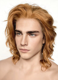 Chestnut Brown Wavy Lace Front Synthetic Men's Wig LW4021