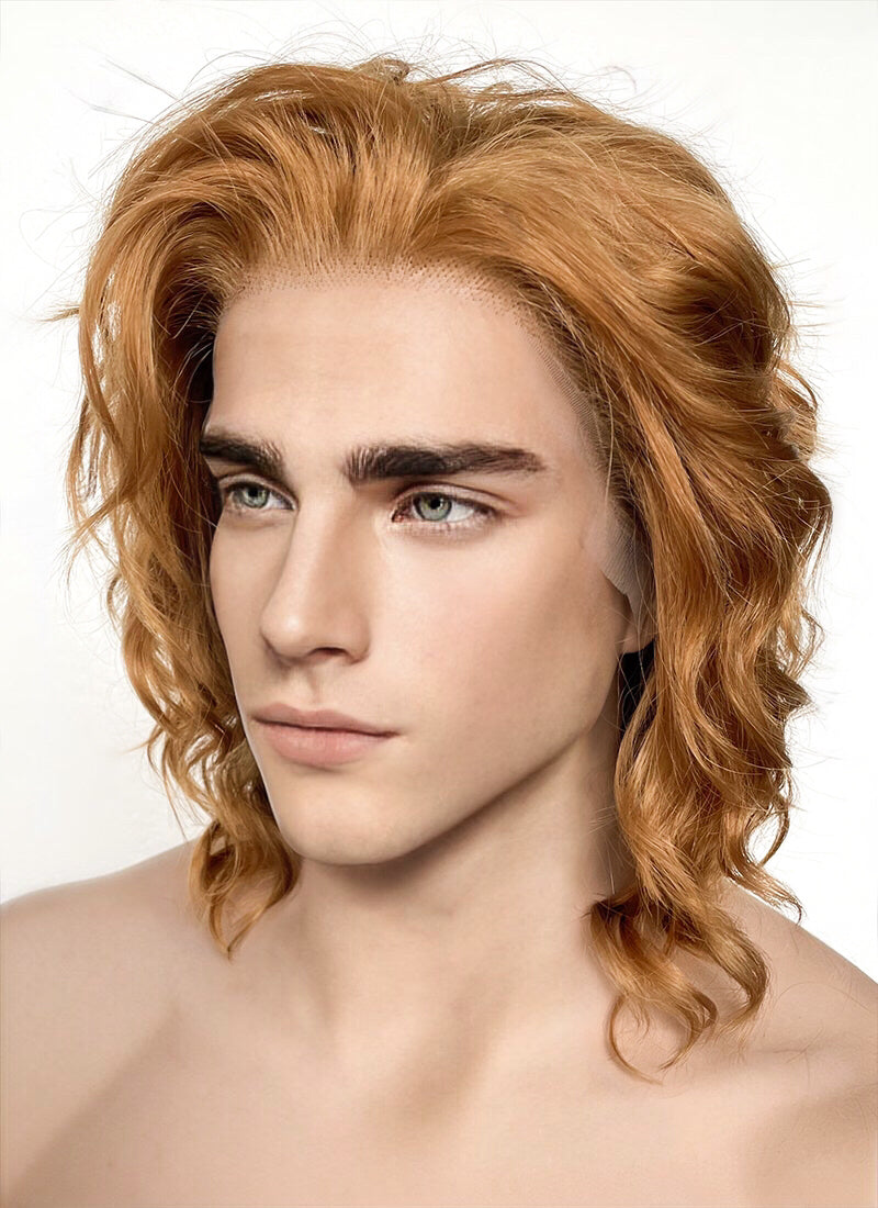 Chestnut Brown Wavy Lace Front Synthetic Men's Wig LW4021