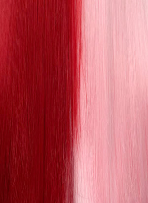 Pink Red Split Gemini Color Straight Lace Front Synthetic Wig LW4025