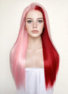 Pink Red Split Gemini Color Straight Lace Front Synthetic Wig LW4025