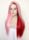 Pink Red Split Gemini Color Straight Lace Front Synthetic Wig LW4025