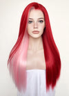 Pink Red Split Gemini Color Straight Lace Front Synthetic Wig LW4025