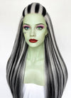 Monster High Frankie Stein Black With Silver Grey Highlights Straight Lace Front Synthetic Wig LW4030