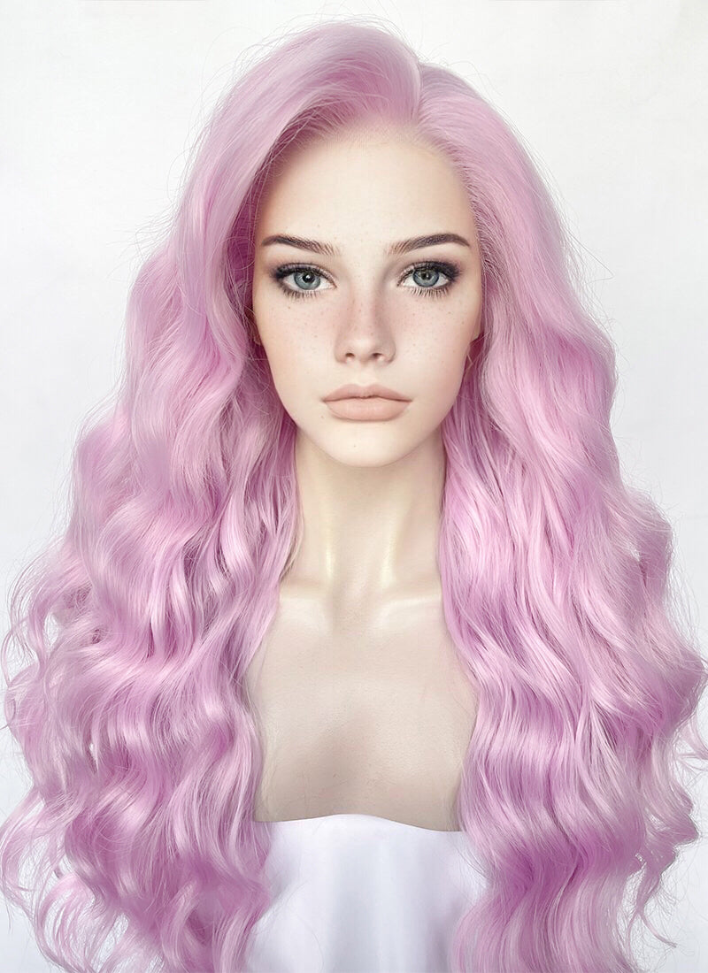 Pinkish Purple Wavy Lace Front Synthetic Wig LW4035