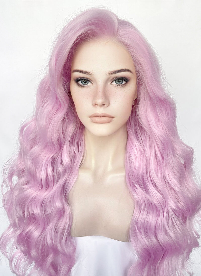 Pinkish Purple Wavy Lace Front Synthetic Wig LW4035