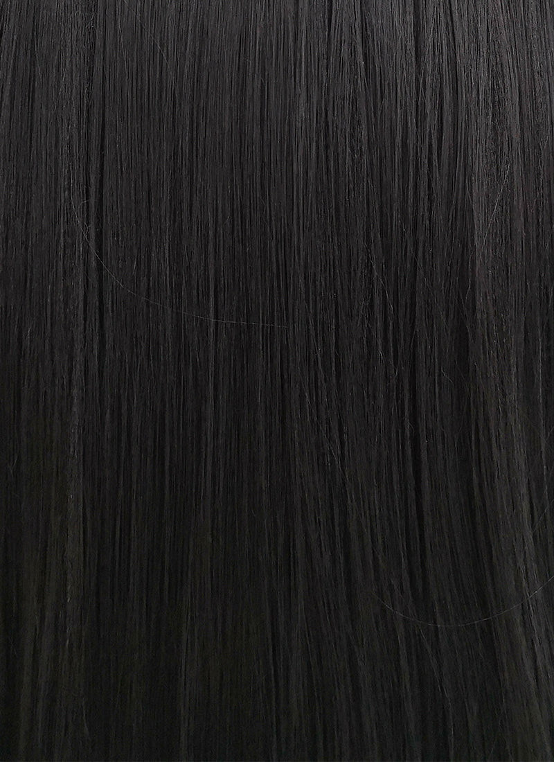 Straight Yaki Jet Black Lace Front Synthetic Wig LF701R