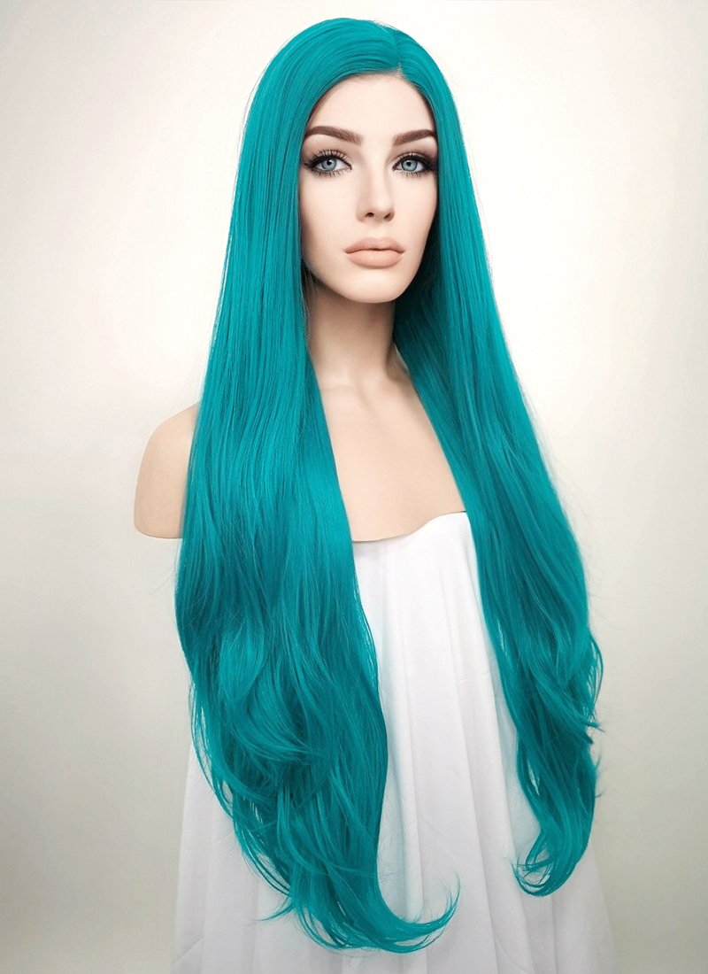 Straight Turquoise Blue Lace Front Synthetic Wig LW714A