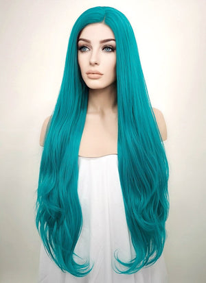 Straight Turquoise Blue Lace Front Synthetic Wig LW714A
