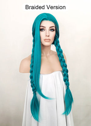 Straight Turquoise Blue Lace Front Synthetic Wig LW714A