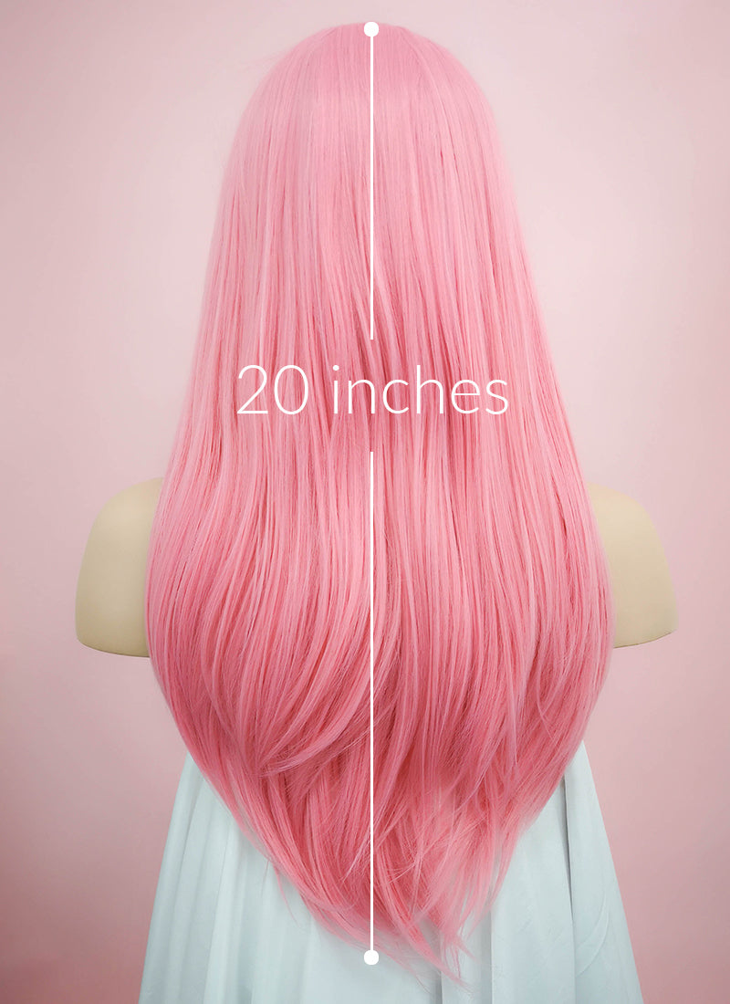 Straight Pastel Pink Lace Front Synthetic Wig LW769C