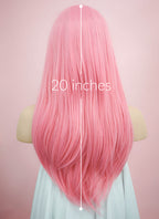 Straight Pastel Pink Lace Front Synthetic Wig LW769C
