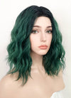 Green With Dark Roots Wavy Bob Synthetic Wig NL016