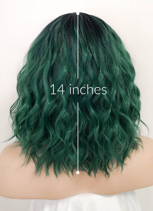Green With Dark Roots Wavy Bob Synthetic Wig NL016