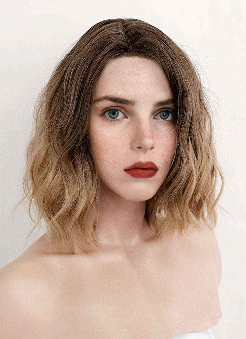 Stranger Things Robin Buckley Two Tone Brown Wavy Bob Synthetic Wig NL029A