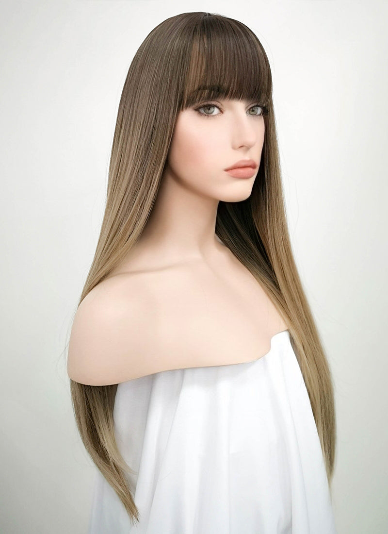 Brown Blonde Ombre Straight Synthetic Wig NS019