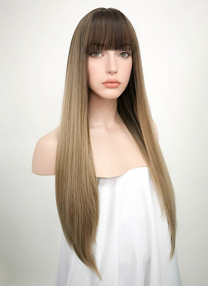Brown Blonde Ombre Straight Synthetic Wig NS019