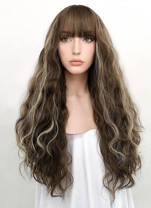 Brunette Mixed Blonde Curly Synthetic Wig NS034