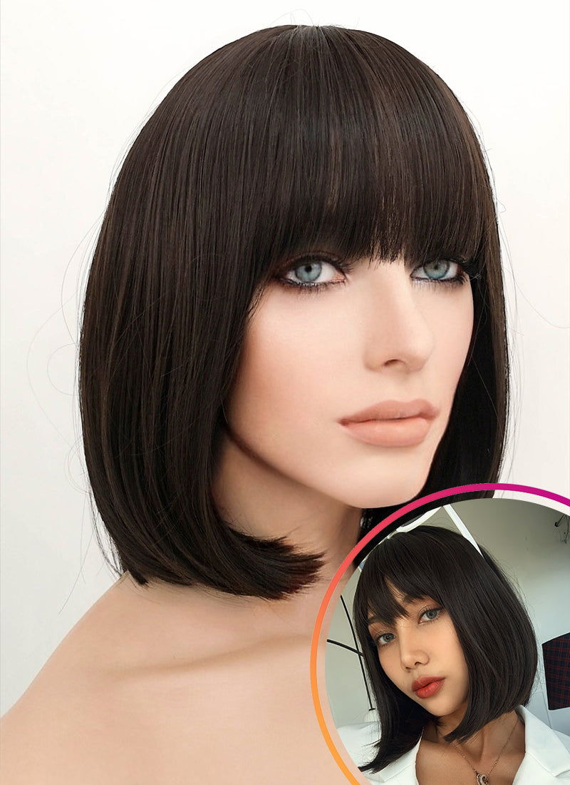 Brunette Straight Bob Synthetic Hair Wig NS049