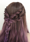 Two Tone Purple With Dark Roots Wavy Synthetic Wig NS068