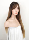 Mixed Brown With Dark Roots Straight Synthetic Wig NS082