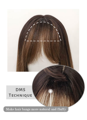 Mixed Brown With Dark Roots Straight Synthetic Wig NS082