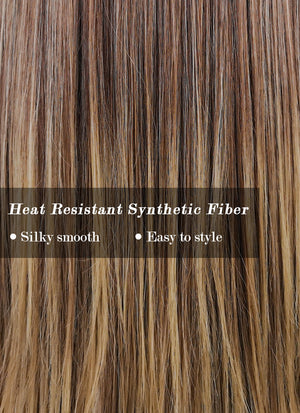 Mixed Brown With Dark Roots Straight Synthetic Wig NS082