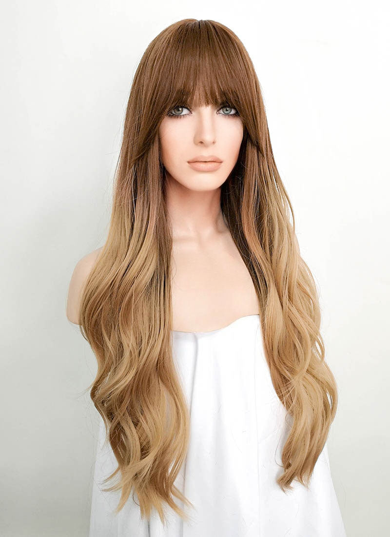 Brown Blonde Ombre Wavy Synthetic Wig NS084