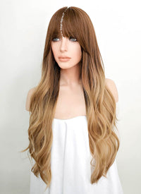 Brown Blonde Ombre Wavy Synthetic Wig NS084