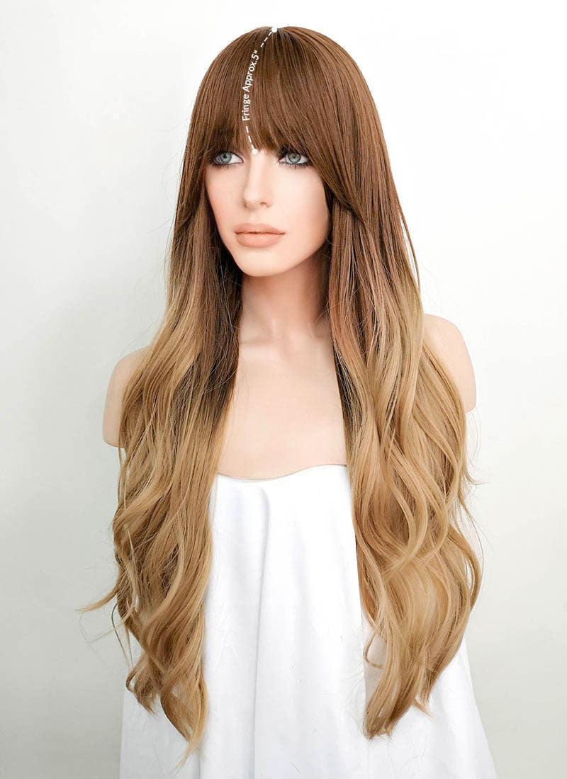 Brown Blonde Ombre Wavy Synthetic Wig NS084