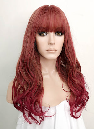 Mixed Red Wavy Synthetic Hair Wig NS099