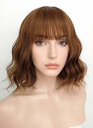 Chestnut Brown Wavy Bob Synthetic Wig NS113