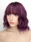 Mixed Purple With Dark Roots Wavy Bob Synthetic Wig NS114