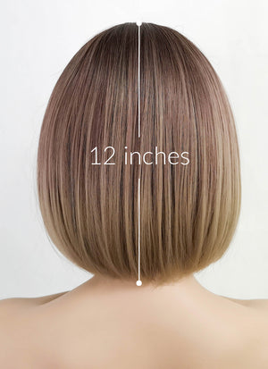 Ash Pink Blonde Ombre Bob Straight Synthetic Wig NS118