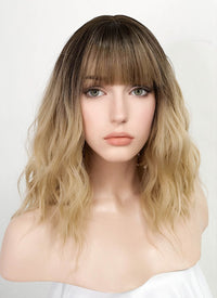 Blonde With Dark Roots Wavy Synthetic Wig NS176