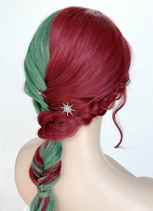 Red Green Split Gemini Color Braided Synthetic Wig NS2000