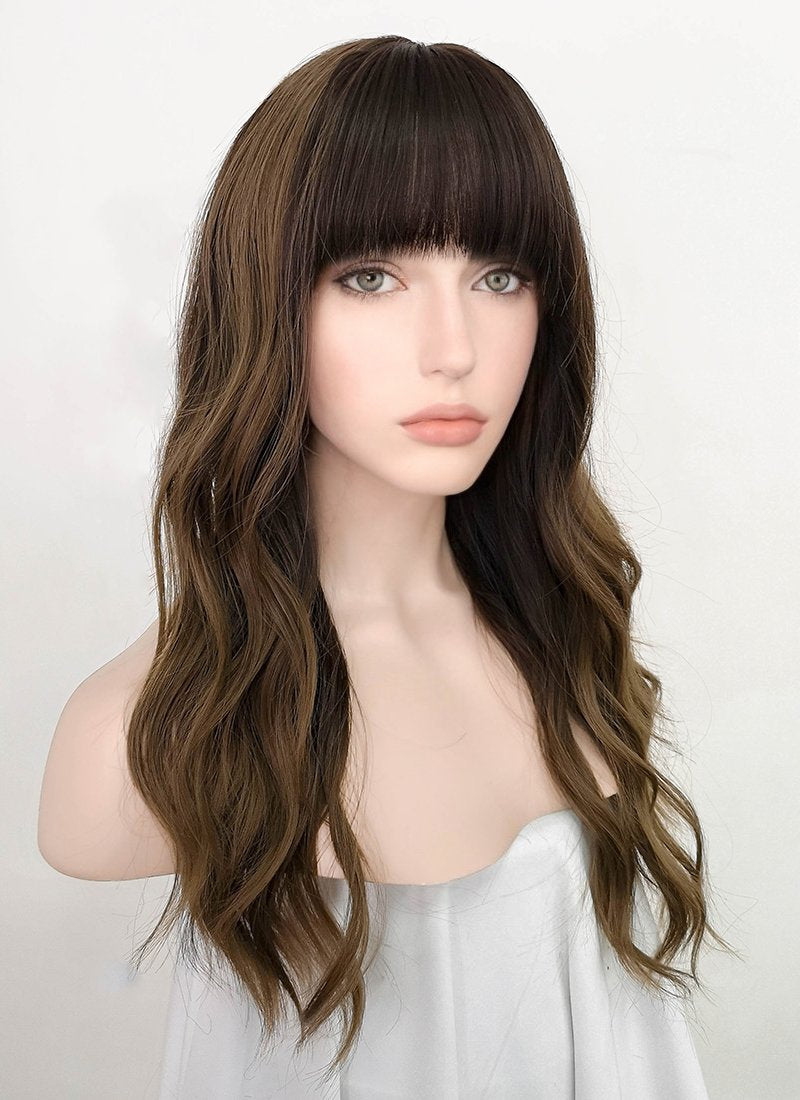 Two Tone Brown Wavy Synthetic Wig NS228