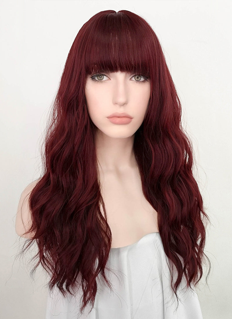 Burgundy Red Wavy Synthetic Wig NS231